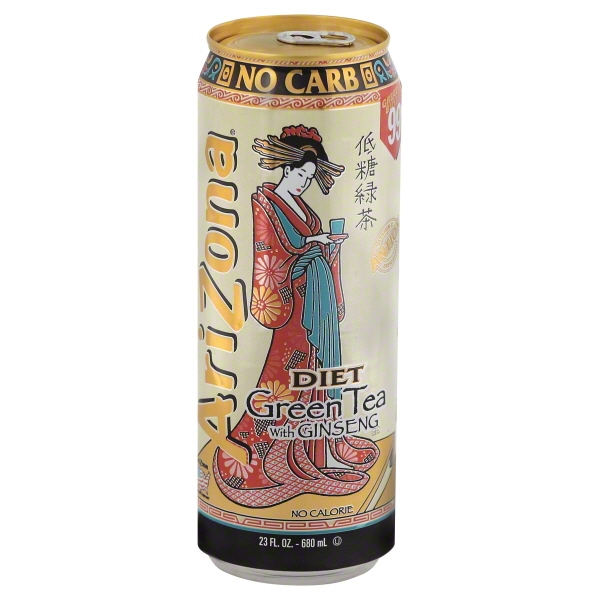 ARIZONA TEA DRINK CANE DIET GREEN GINSENG 23OZ