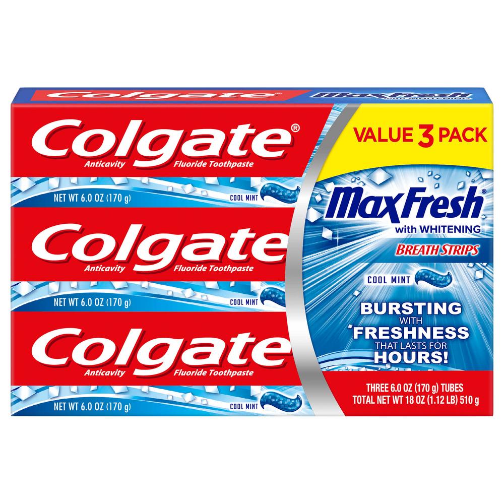 COLGATE MAXFRESH F BTH STRP  3X6OZ