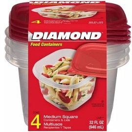 DIAMOND BOWL 32OZ 4CT