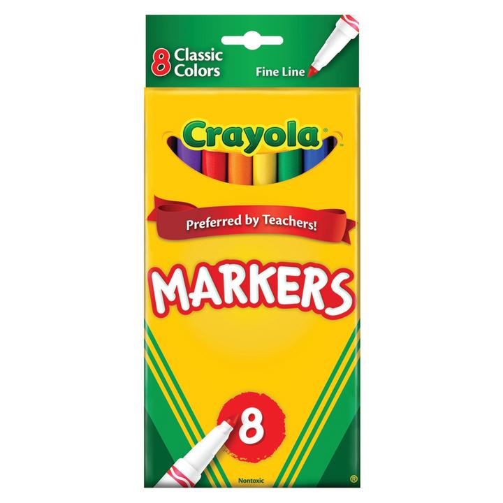 CRAYOLA MARKERS FINE LINE  8CT