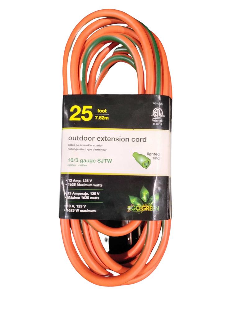 GO GREEN EXTENSION CORD 25' GG13725 1PC