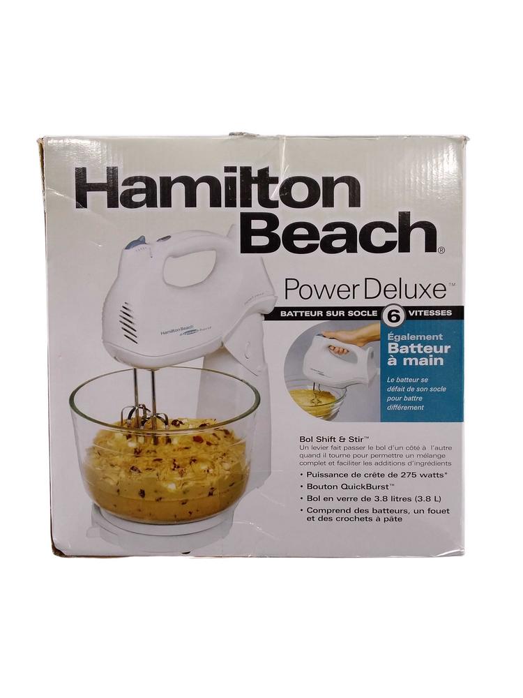 HAMILTON BEACH HAND MIXER W/STAND GLASS 64695 1PC