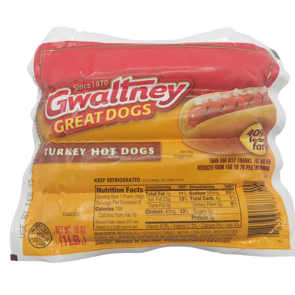 GWALTNEY TURKEY HOT DOGS 16OZ