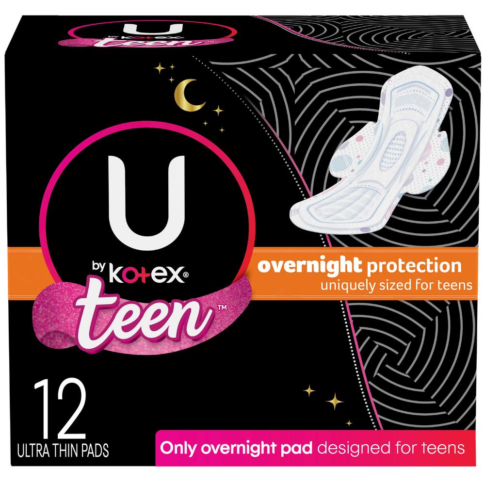 KOTEX PADS TEENS NIGHT  12CT