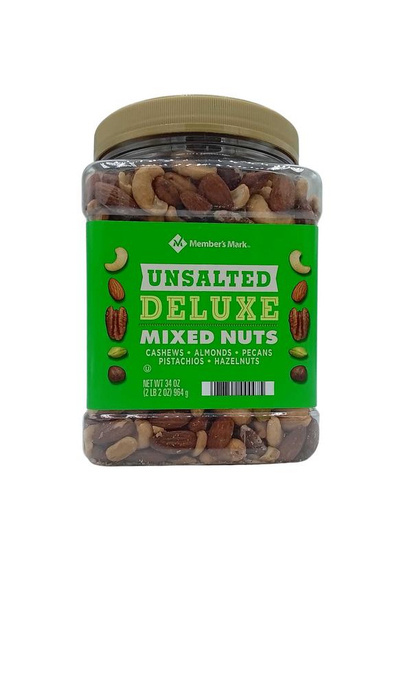 MEMBERS MARK MIXED NUTS UNSALTED 34OZ 1PC