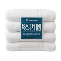 MEMBERS MARK BATH TOWEL 25X54" WHT 1CT